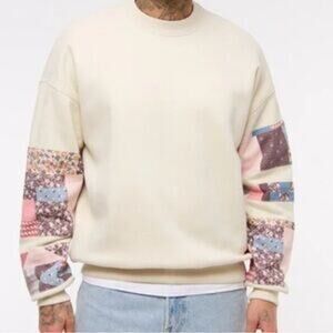 Abercrombie & Fitch Mens Quilted Patchwork Sweatshirt Large Y2K Indie Granola
